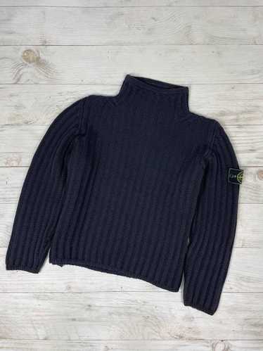 Vintage 80s Stone Island Half Zip Knit In Red Knit Sweater