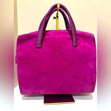 Vintage PRADA Suede Leather Handbag in Red - Etsy