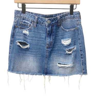 Aeropostale Denim Mini Fringe Cotton Skirt Size 4 - image 1