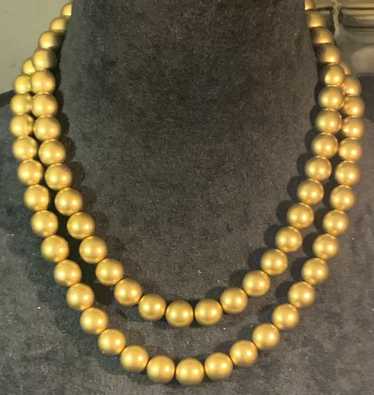 VTG Signed Richelieu 2 Strand Gold Faux Pearl Cho… - image 1
