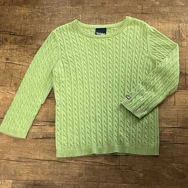 Vintage 100% Cotton Knit Green Polo Ralph Lauren … - image 1