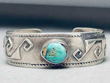 Monroe Ashley Vintage Native American Navajo Turquoise Geomtric Sterling Silver Bracelet Monroe Ashley Vintage Native American Navajo Turquoise Geomtric Sterling Silver Bracelet