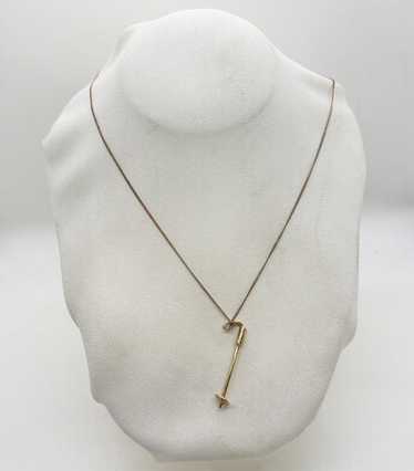 14K Yellow Gold Ski Stick Pendant - image 1