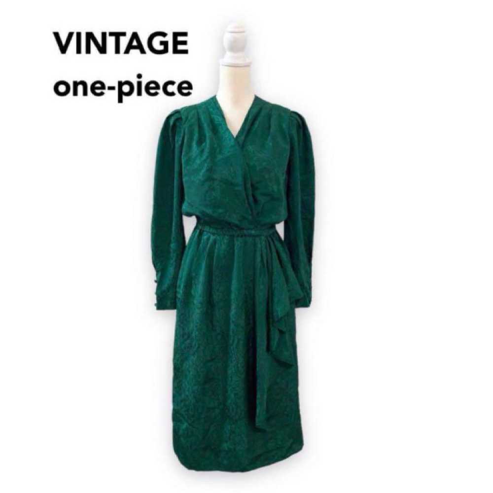 Showa Retro Long Dress, Long Sleeve, All-Over Pri… - image 1