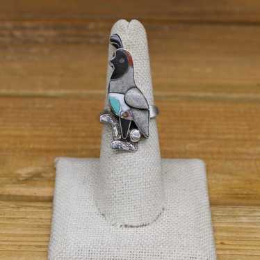 Dickie Quandelacy Gold Coral Turquoise Zuni Ring - Hoel's