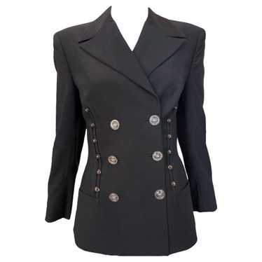 Vintage VERSACE Double Breasted Black Wool Blazer Jac… - Gem