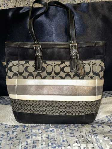 バッグ 2018 Coach Patchwork Turnrock Tote Bag Coach 2018 Patchwork Turnlock Tote Bag A4 Large Vintage Used