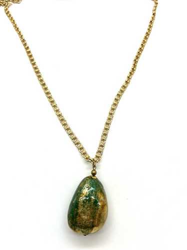 Kenneth Jay Lane Long Gold Toned Necklace W/Gold/… - image 1
