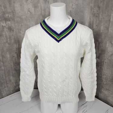 Vintage 90s Polo Ralph Lauren Mens 2XL Vneck Whit… - image 1