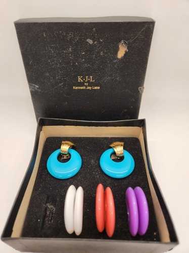 Vintage KJL Kenneth Jay Lane Gold Tone Earrings w… - image 1