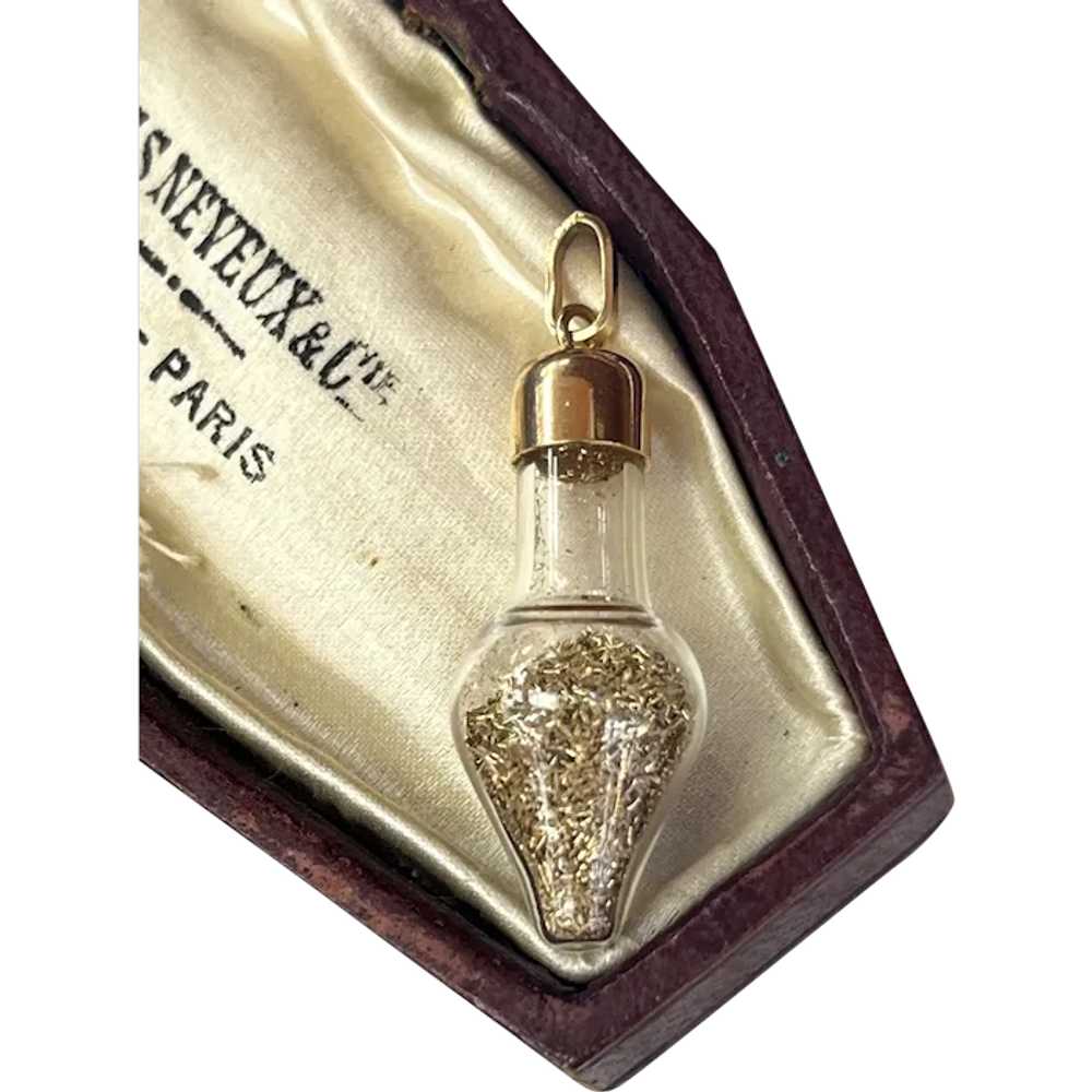 Vintage 14K Yellow Gold Gold Flake Bottle Charm P… - image 1