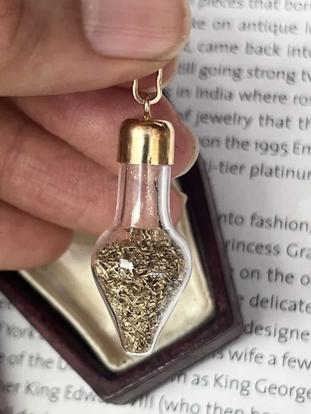 Vintage 14K Yellow Gold Gold Flake Bottle Charm P… - image 4