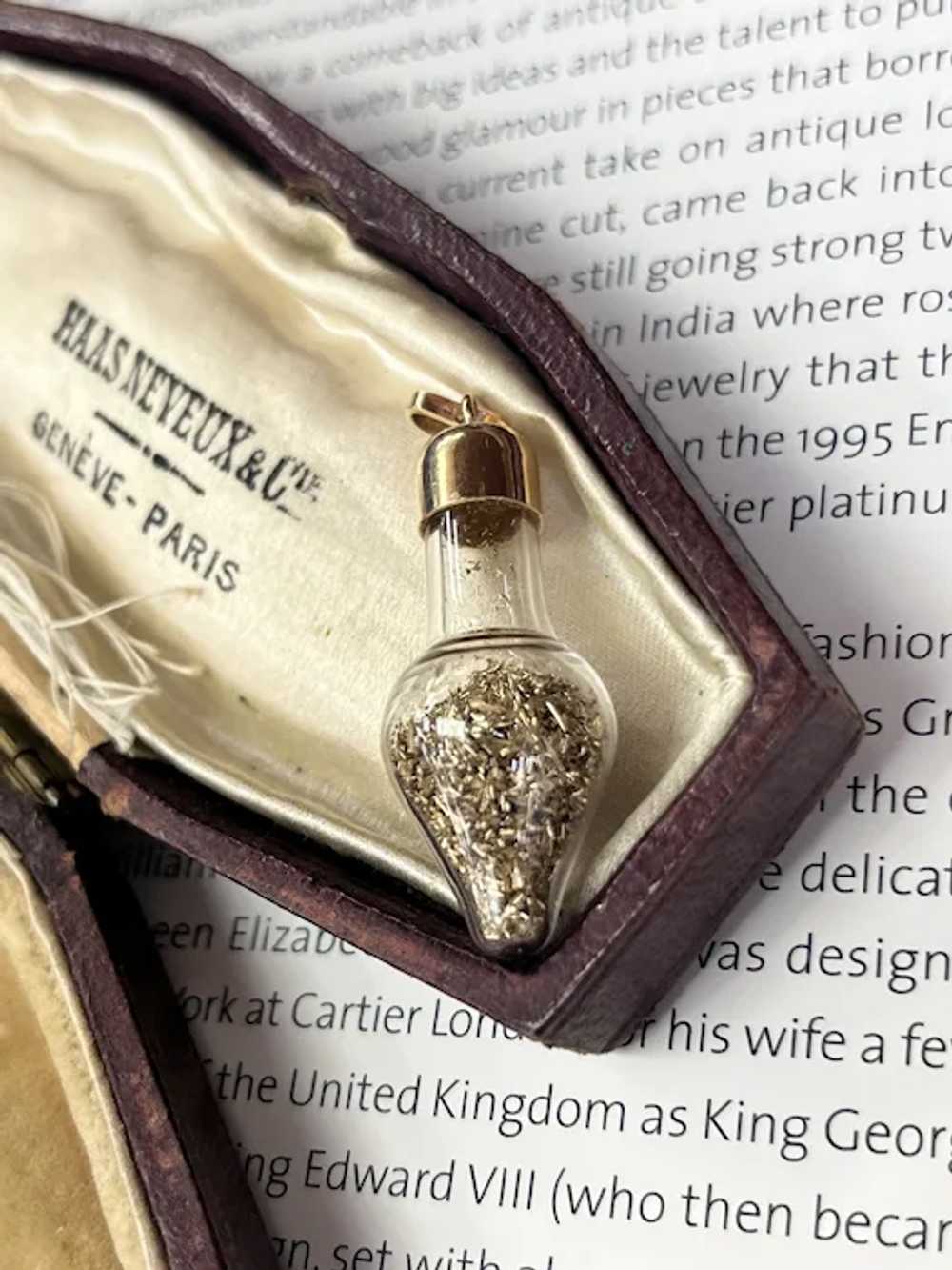 Vintage 14K Yellow Gold Gold Flake Bottle Charm P… - image 5