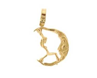 Vintage 14K Yellow Gold Moon Rider Moving Pendant - image 1