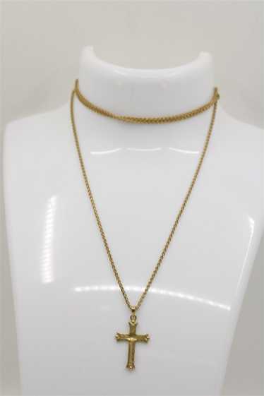 Vintage 14k Yellow Gold Cross Necklace 26" - image 1