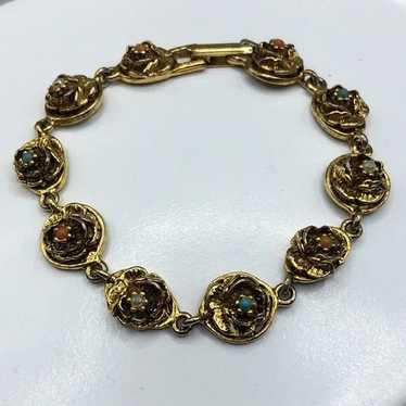 アクセサリー hc USA vintage goldette bracelet Goldette Mesh Interwoven Link Bracelet with Safety Chain
