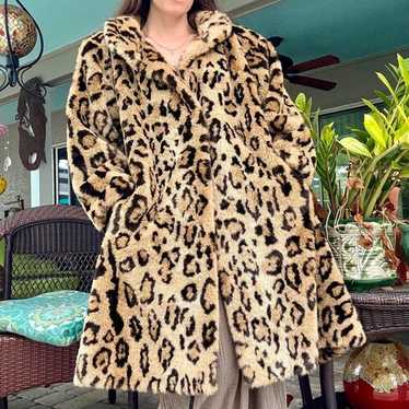 Vintage Faux Fur Leopard Jacket Coat - Vegan Leopard … - Gem