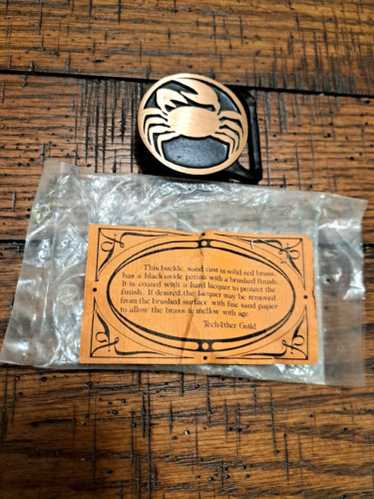 Tech Ether Guild Brass Belt Buckle Crab NOS