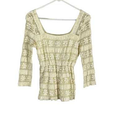 Vintage Sophie Max Womens Blouse Ivory Floral Long