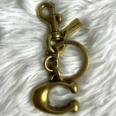 希少✨COACH Bag Charm Keychain Signature Coach Mirror Bag Charm Signature Canvas w/split Key Ring