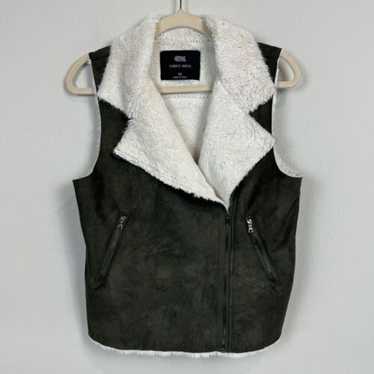 Naked Zebra Green Microsuede Moto Soft Fleece Vest