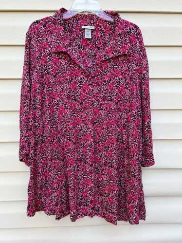 Catherine’s Button Front Flared Top W/Collar, Red… - image 1