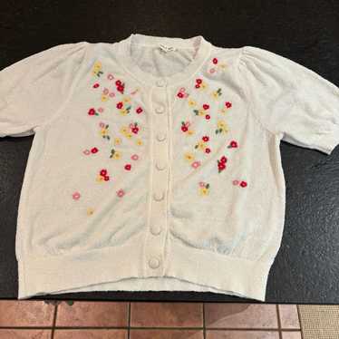 Aaron & Amber Embroidered Cardigan Short Sleeve S… - image 1