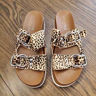 J/Slides "Leighton" Leopard Print Double Buckle S… - image 1