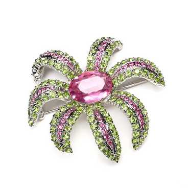KJL Kenneth J Lane Pink & Green Rhinestone Starbu… - image 1