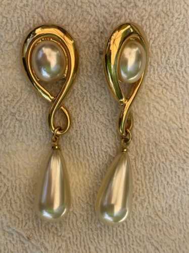 Kenneth J Lane Earrings Simulated Pearl Dangle Dr… - image 1