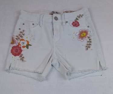 Womens Indigo Rein Embroidered Denim White Shorts… - image 1