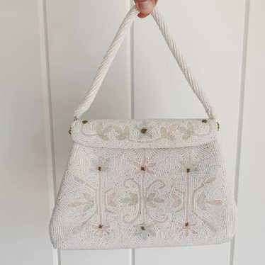 Vintage Walborg White Beaded Handbag Purse - image 1