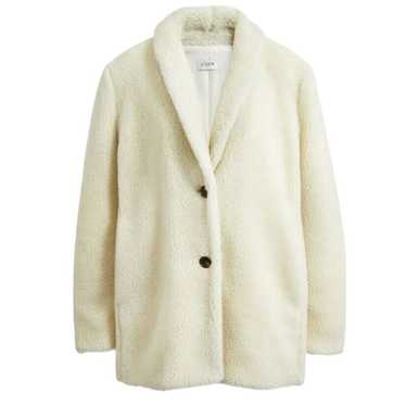 J Crew Women’s Cream Teddy Sherpa Coat Size Medium - image 1