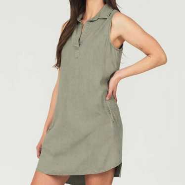 C&C California | Lyocell Collared Shirt Dress Oli… - image 1