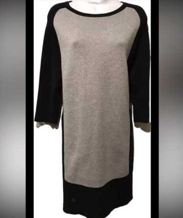 JOAN VASS Dress Color Block Gray Blue Black Sweat… - image 1