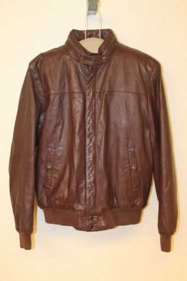 MENS CLASSIC DIRECTIONS MAROON LEATHER CAFE RACER… - image 1