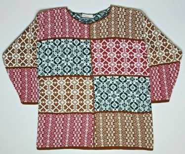 Vtg 90's DIANA MARCO Sweater WOMEN'S Checkered Ge… - image 1