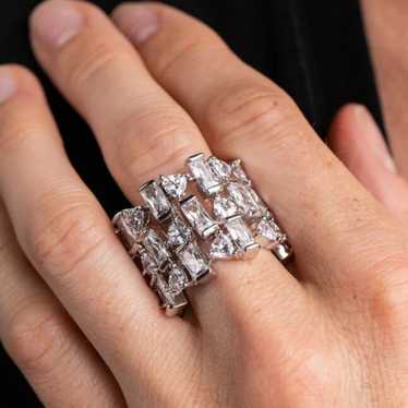 Kenneth Jay Lane Silver Kjl Geometric Ring - image 1