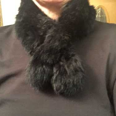 Rabbit 100% black fur collar, great condition, wa… - image 1