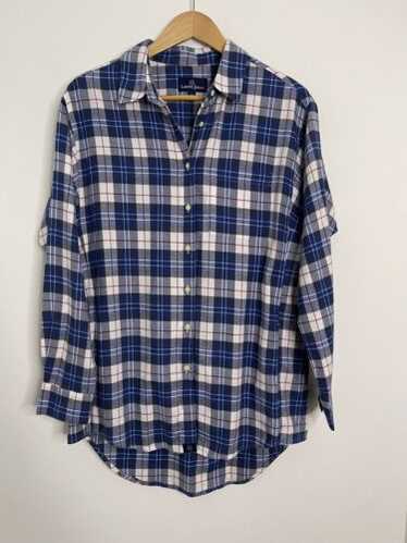 Lauren James Women L  Blue Plaid Boyfriend Flanne… - image 1