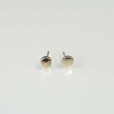 14k Solid Gold Pebble Dot Stud Earrings  (14k Yel… - image 1