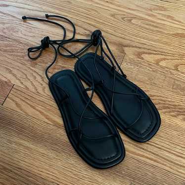 Open Edit - Black Lace Up Sandals - image 1