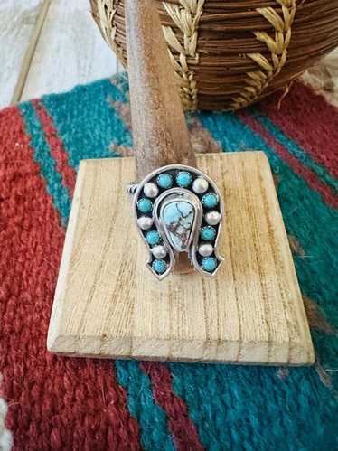 Navajo horseshoe silver ring - Gem
