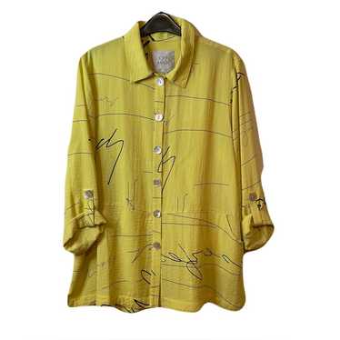 John Mark Yellow With Black Scroll/Script Pattern… - image 1