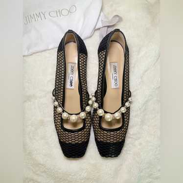 JIMMY CHOO ADE FLAT 35.5 ブラック/ホワイト Jimmy Choo Ade フラットシューズ | ブラック | FARFETCH JP