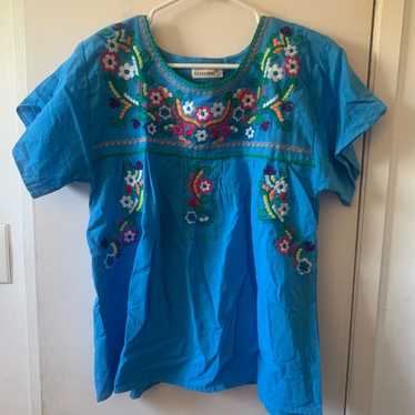 YZXDORWJ Women's Summer Boho Embrodery Mexcan Boheman Tops Shrt