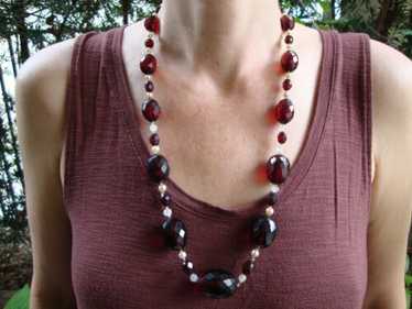 Custom Vintage 26" Cherry Amber Bakelite Necklace… - image 1