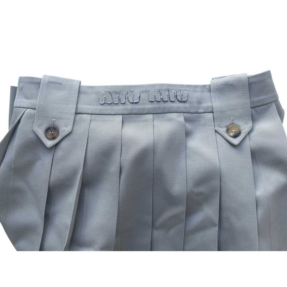Miu Miu Miu Miu Gray Pleated Wool Skirt With Butt… - image 3