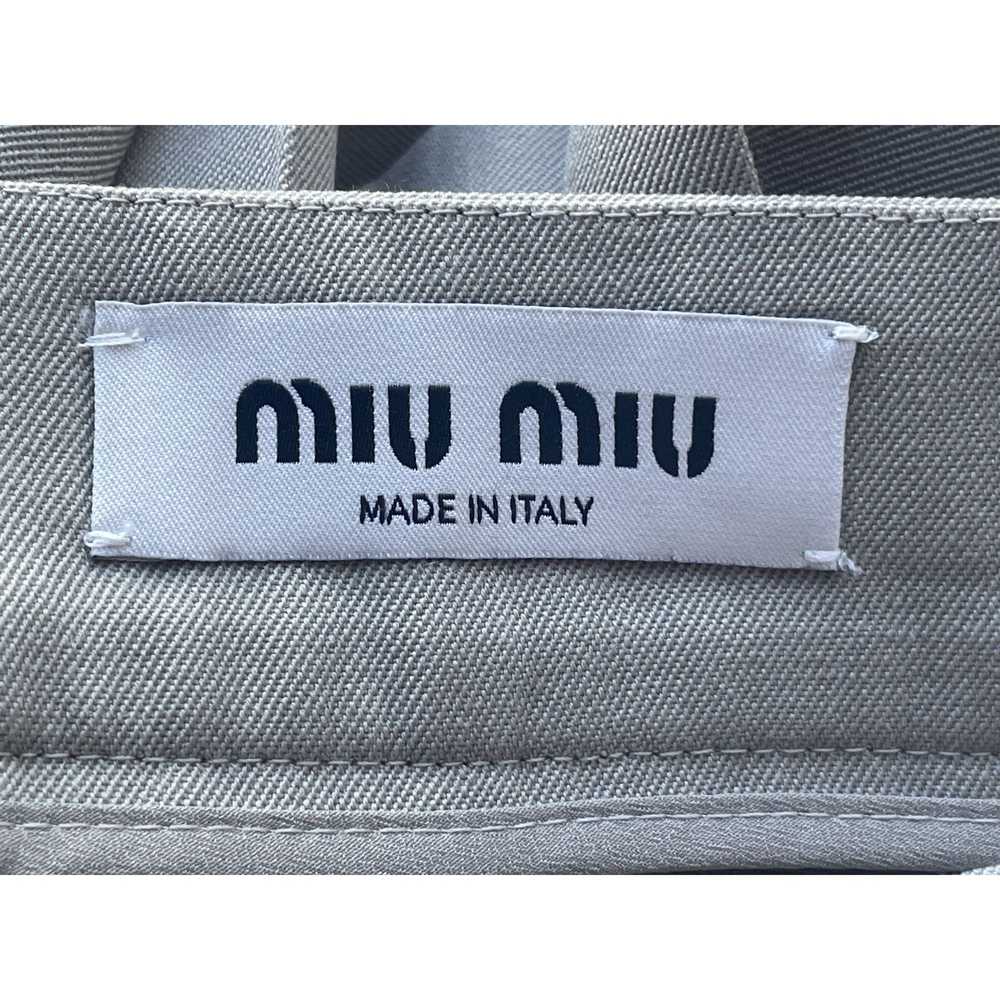 Miu Miu Miu Miu Gray Pleated Wool Skirt With Butt… - image 4