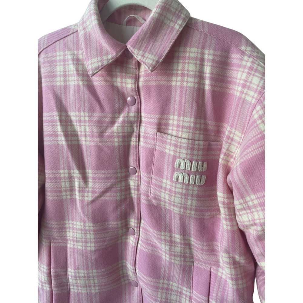 Miu Miu Miu Miu Pink & White Plaid Wool Button-Up… - image 6